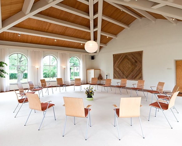 De tuinzaal van Samaya, een van de opleidingslocaties